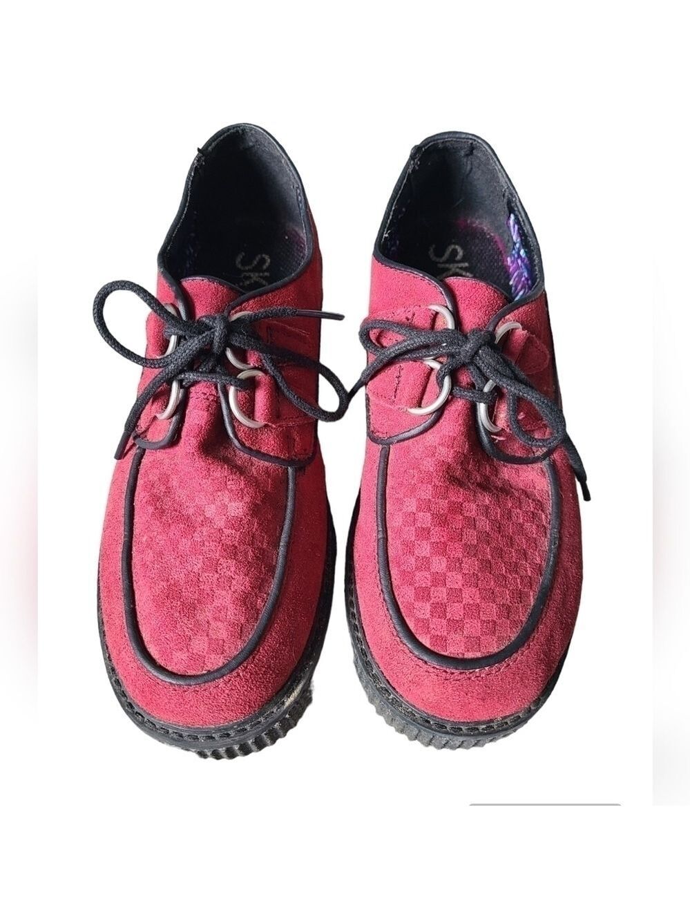 VINTAGE Maroon Red Suede Skechers Creeper Platform Shoes Size 6.5